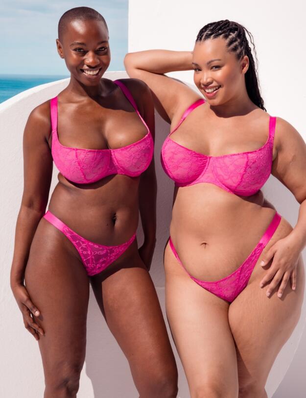 Curvy Kate All Night Lace Tanga Brief Hot Pink/Blush