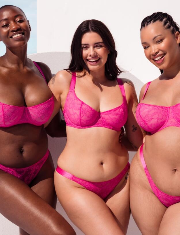 Curvy Kate All Night Lace Tanga Brief Hot Pink/Blush