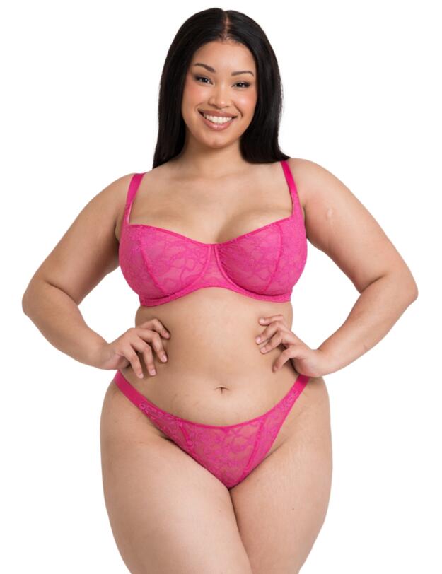 Curvy Kate All Night Lace Tanga Brief Hot Pink/Blush