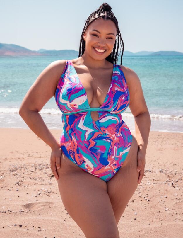 Curvy Kate Ibiza Reversible Non-Wired Swimsuit Print Mix 