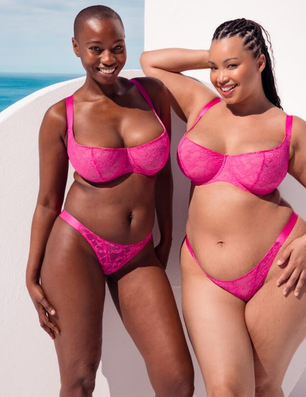 Curvy Kate All Night Lace Scooped Balcony Bra Hot Pink/Blush 