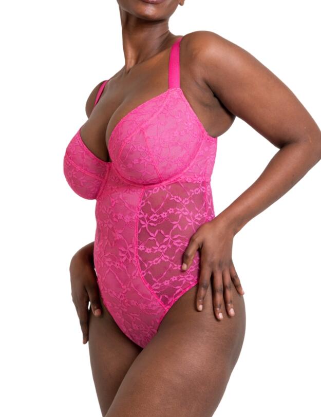 Curvy Kate All Night Lace Plunge Body Hot Pink/Blush