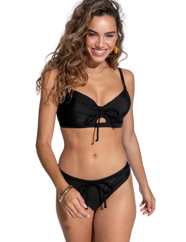 Pour Moi Maya Bay Padded Underwired Tie Bikini Top Black
