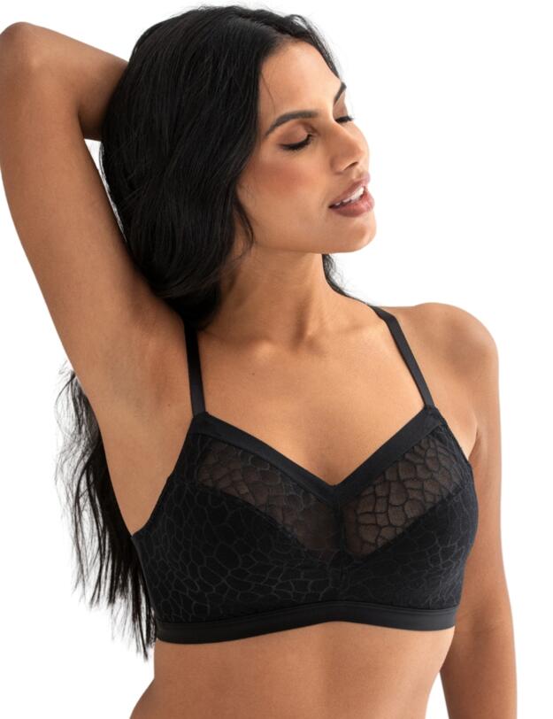 Pour Moi Geo Sculpt Fuller Bust Wireless Bralette Black