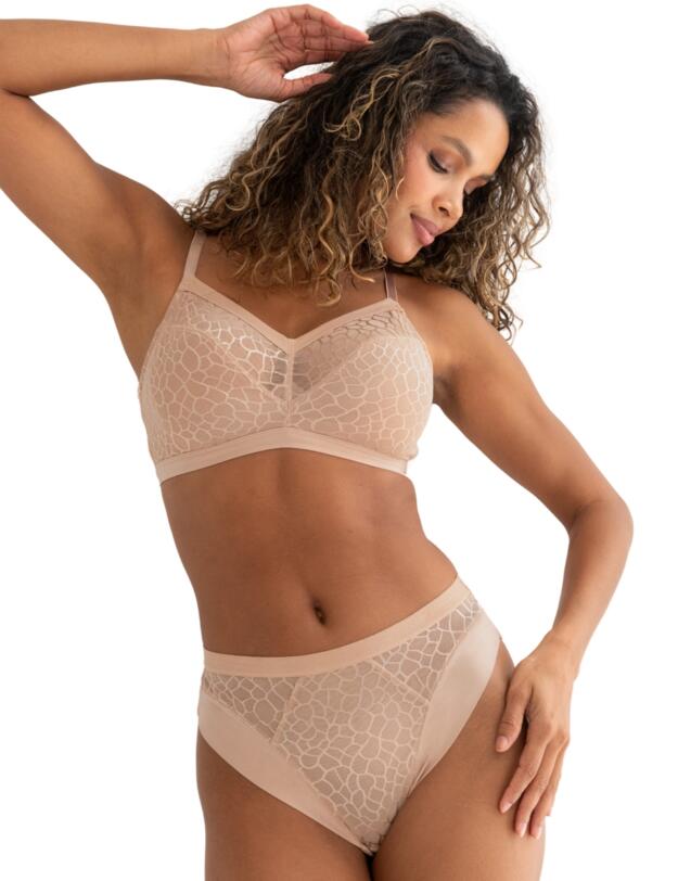 Pour Moi Geo Sculpt High Leg Brief Toffee