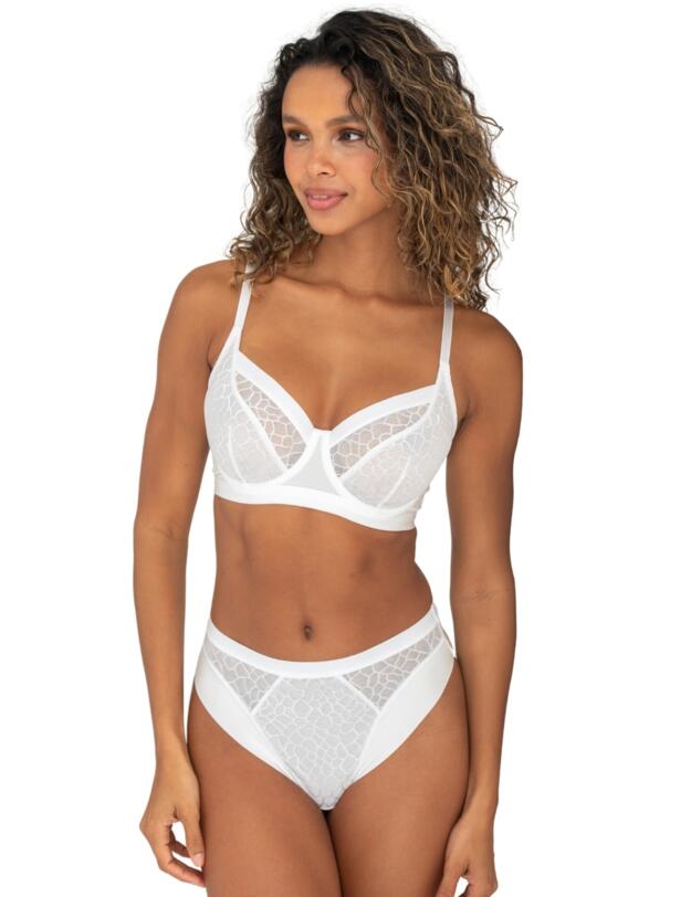 Pour Moi Geo Sculpt High Leg Brief White