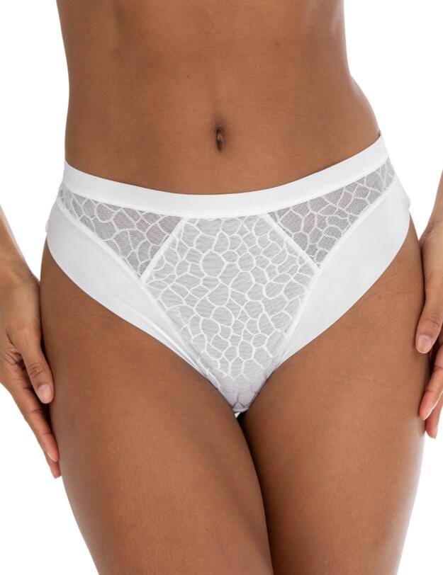 Pour Moi Geo Sculpt High Leg Brief White
