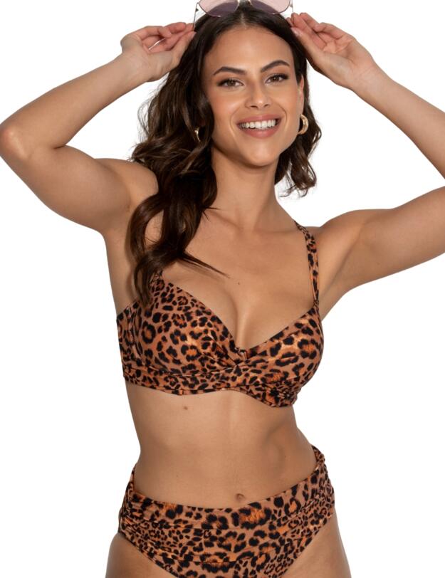 Pour Moi Free Spirit Twist Front Bikini Top Leopard