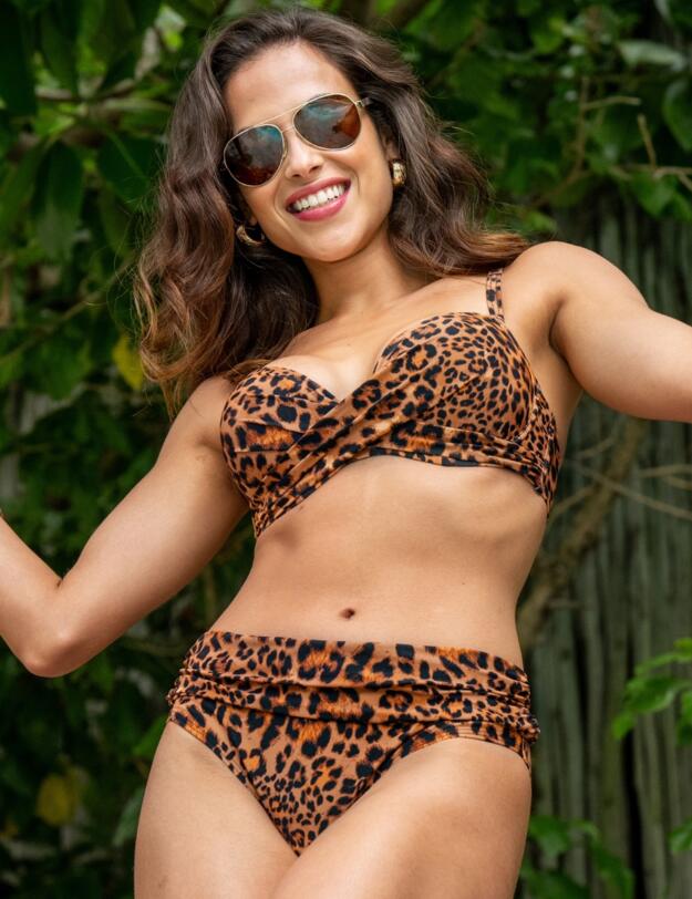 Pour Moi Free Spirit Fold Over Bikini Brief Leopard