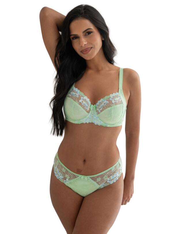 Pour Moi Sofia Embroidered Lace Brief Pistachio/Blue