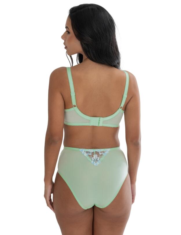 Pour Moi Sofia Lace Embroidered Deep Brief Pistachio/Blue