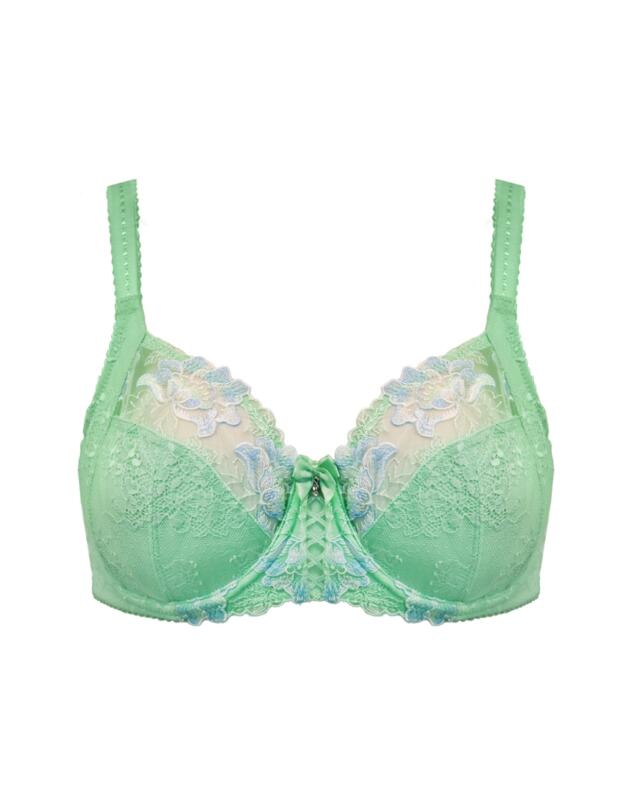Pour Moi Sofia Lace Embroidered Side Support Bra Pistachio/Blue 