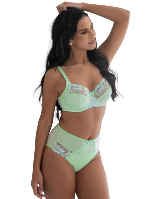 Pour Moi Sofia Lace Embroidered Side Support Bra Pistachio/Blue 