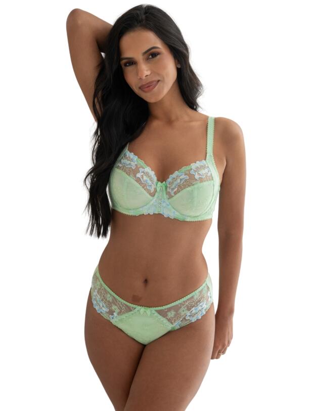 Pour Moi Sofia Lace Embroidered Side Support Bra Pistachio/Blue 