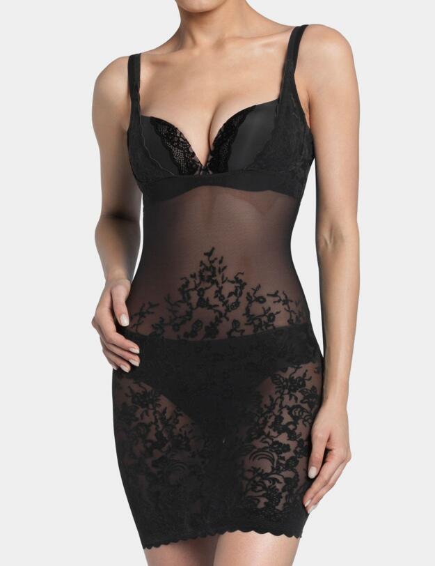 10155127 Triumph Sheer Velvet Sensation Dress Black - 10155127 Slipdress