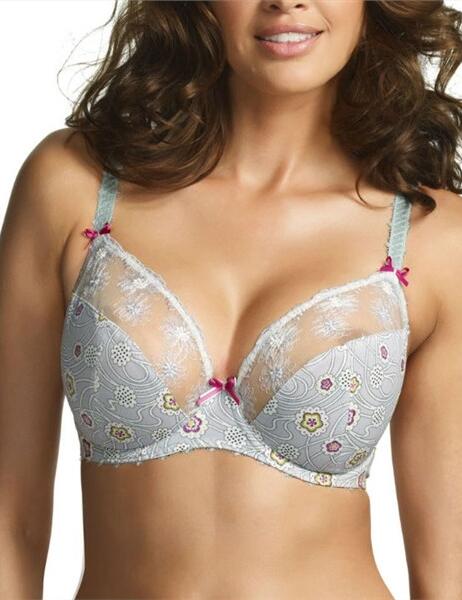2491 Fanatasie Lingerie Faith Plunge Bra Silver - 2491 Plunge Bra