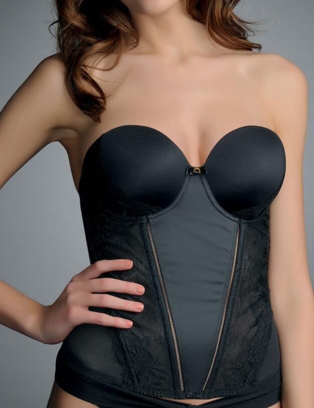 0163 Fauve Rosa Strapless Moulded Basque Noir - 0163 Basque
