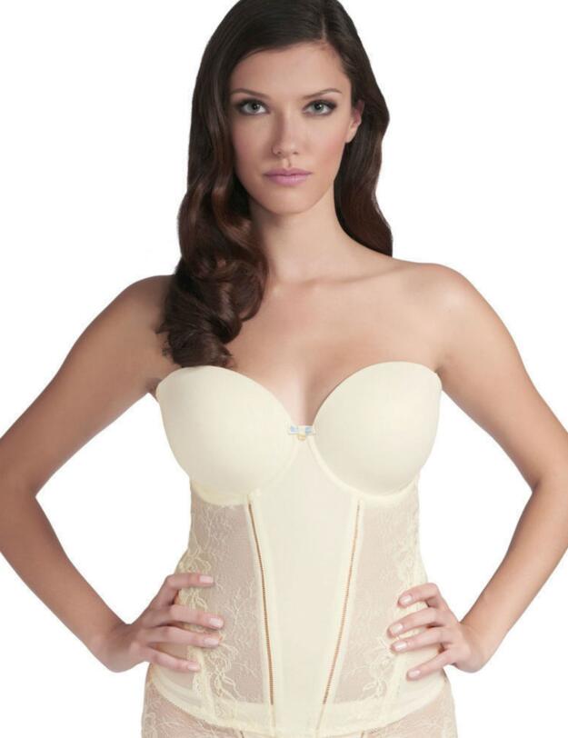 0163 Fauve Rosa Strapless Moulded Basque Chantilly  - 0163 Basque