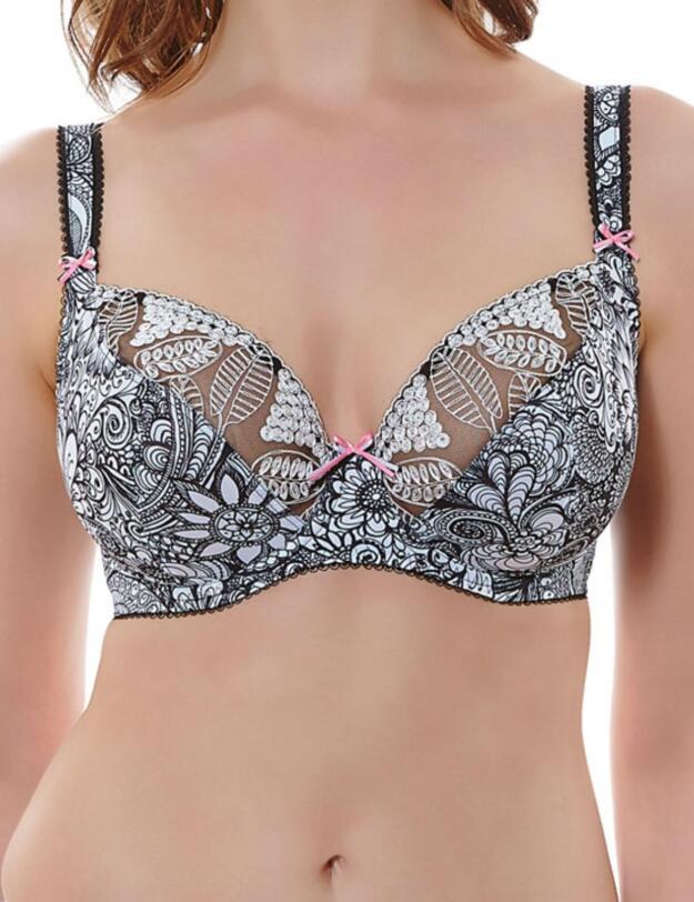1951 Freya Zentangle Plunge Balcony Bra - 1951 Monochrome