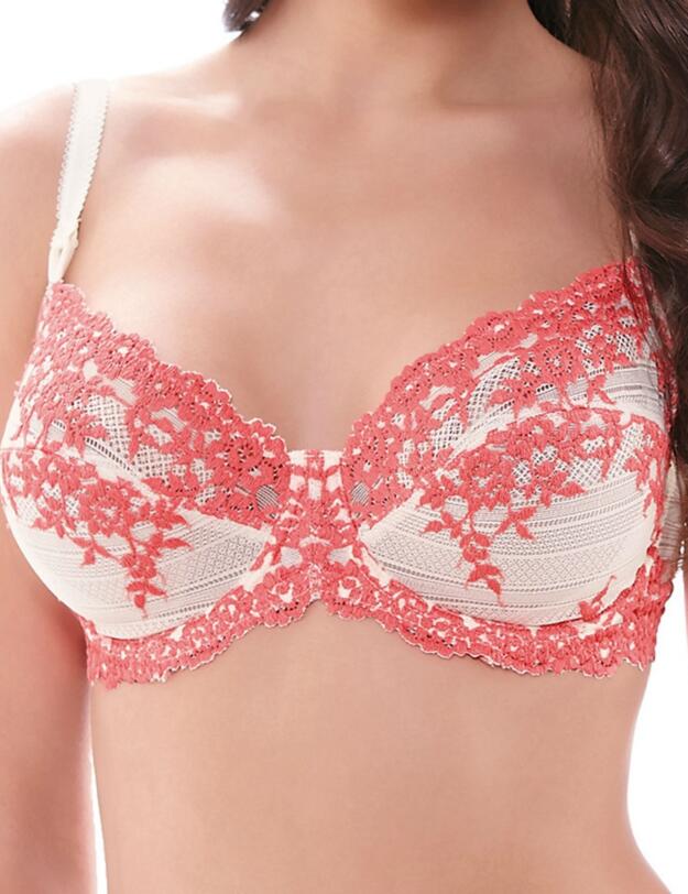 065191 Wacoal Embrace Lace Underwire Bra  - 065191 Antique White/Sugar Coral
