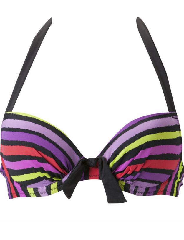 1200 Pour Moi Manhattan U/W Padded Bikini Top - 1200 Black Multi Stripe 