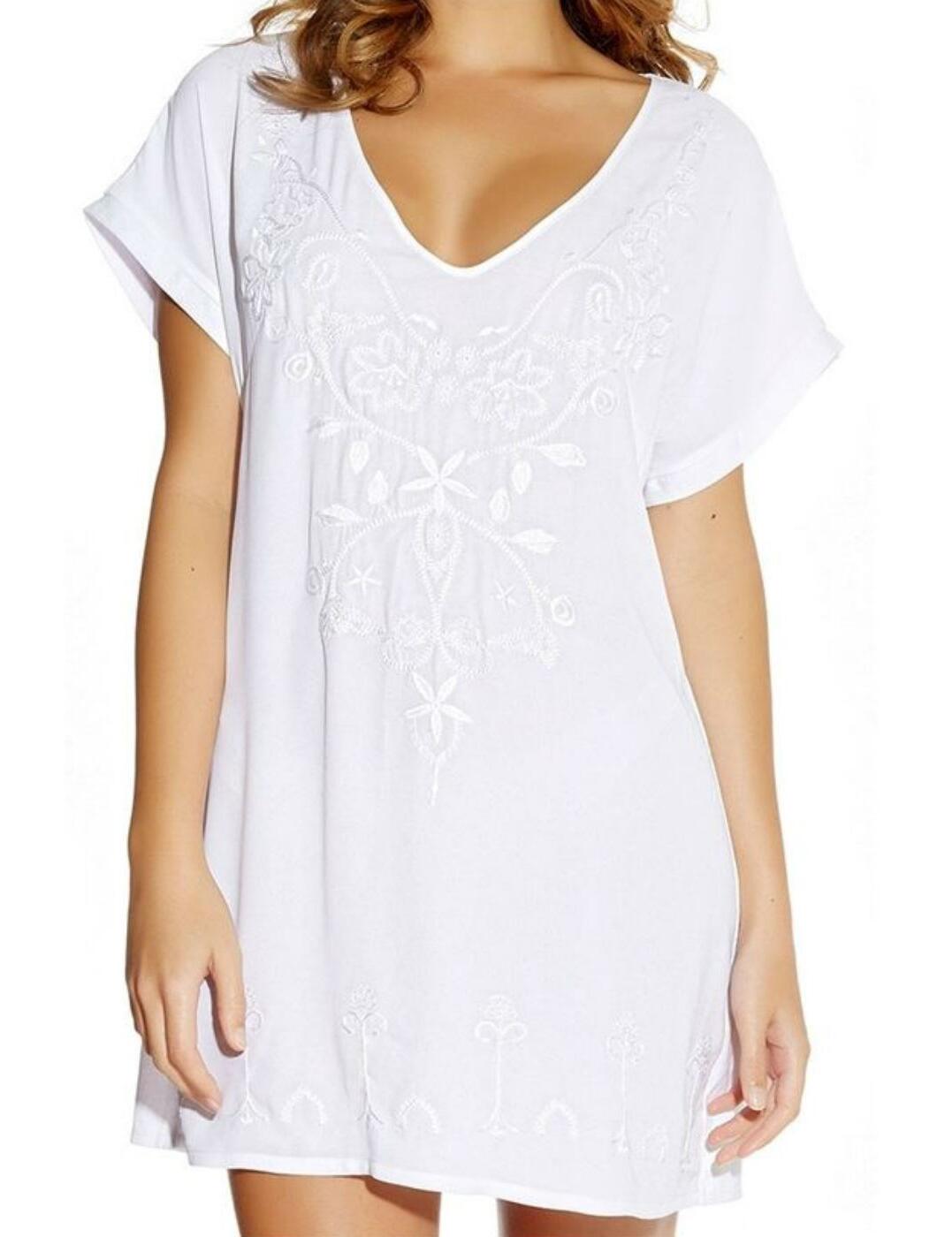 white embroidered beach cover up