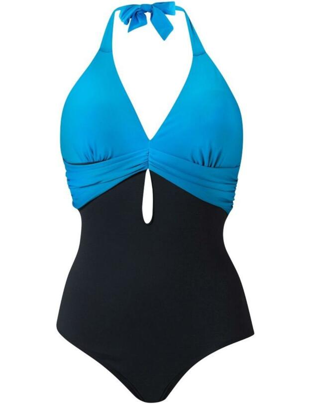 1922 Pour Moi Fiji Halter Swimsuit - 1922 Slate/Peacock