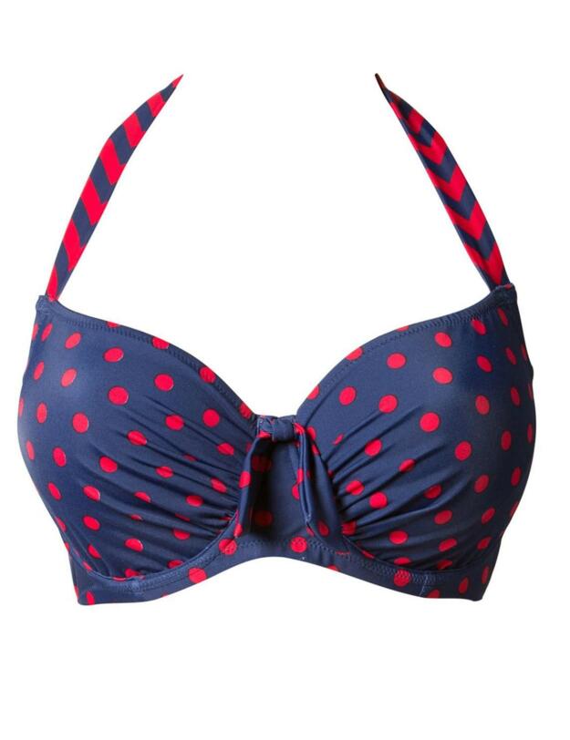 7202 Pour Moi Key West Halter Bikini Top - 7202 Navy/Red