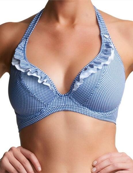 3473 Freya Kansas Halter Bikini Top - 3473 Blue Gingham