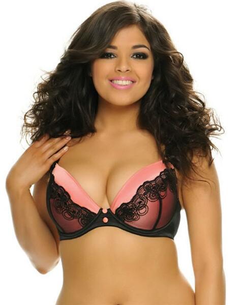 SG4001 Curvy Kate Tempt Me Plunge Bra Black/Coral - SG4001 Black Coral