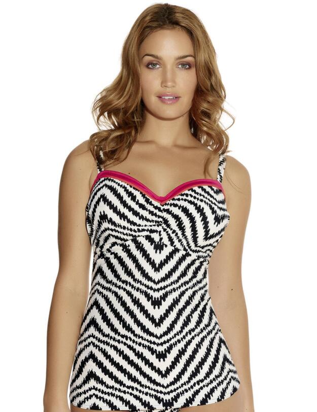 5980 Fantasie Montego Bay Flared Tankini Top - 5980 Black/White
