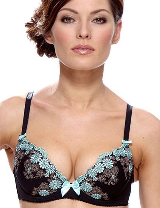 12030 Lepel Emily Padded Plunge Bra Black/Aqua - 12030 Plunge Bra
