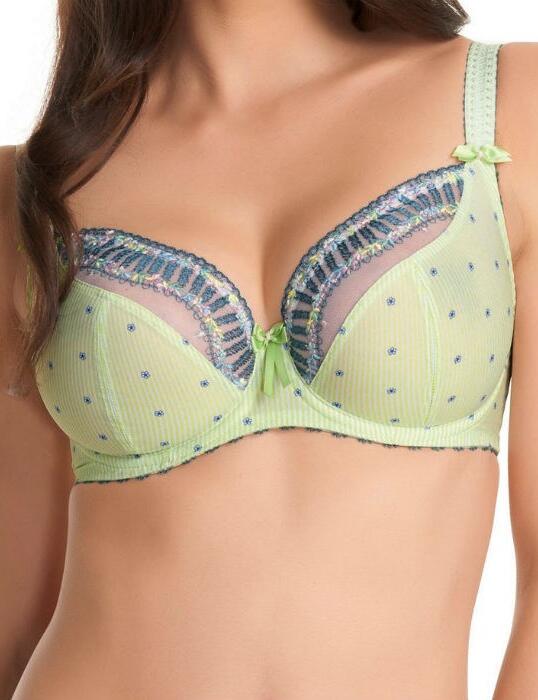 1411 Freya Morning Meadow Plunge Balcony Bra  Lime - 1411 Plunge Bra