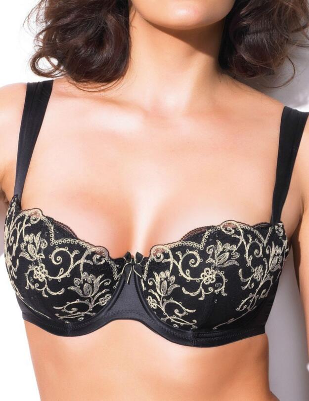 6411 Masquerade Delphi Balcony Bra  - 6411 Black 
