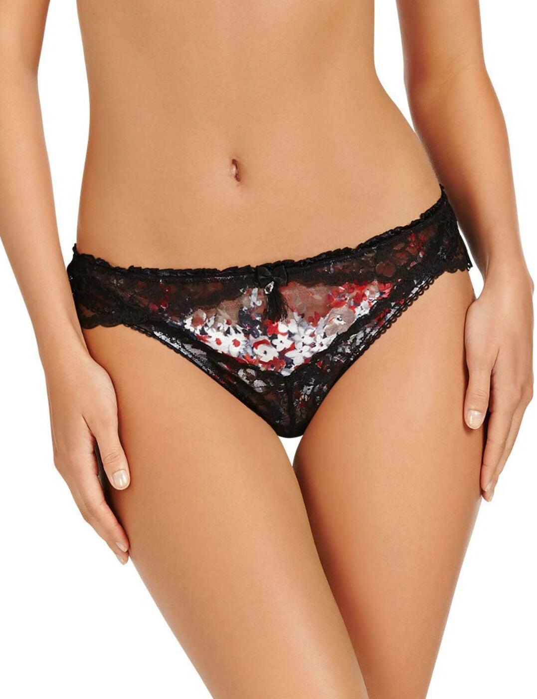 P37-1277 Pleasure State Couture Lola Josephine Thong - P37-1277 Red Floral