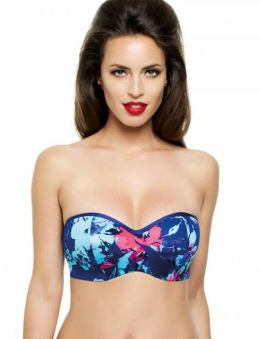 SW0743 Panache Tallulah Bandeau Bikini Top Blue - SW0743 Blue Floral