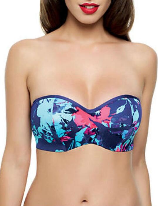 SW0743 Panache Tallulah Bandeau Bikini Top Blue - SW0743 Blue Floral