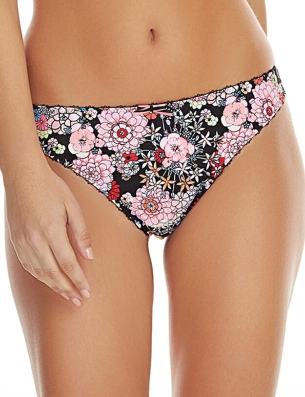 1457 Freya Retro Bloom Thong Black - 1457 Thong