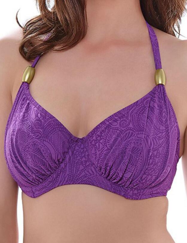 6007 Fantasie Lombok Gathered Halterneck Bikini Top  - 6007 Purple Haze