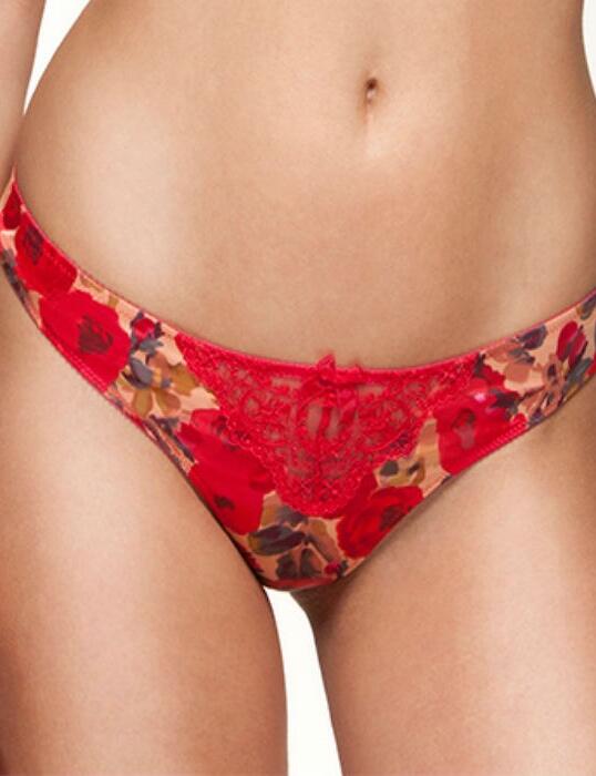 8566 Gossard Oriental Bloom Thong  - 8566 Red
