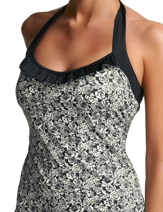3433 Freya Manhattan Underwired Tankini Top - 3433 Black Rose Print