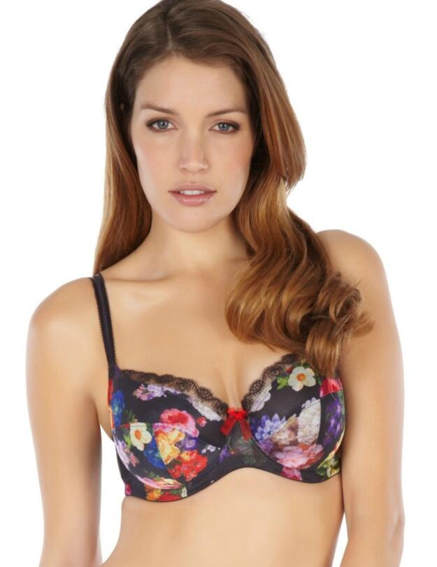 6291 Panache Fern Balcony Bra Black Floral Print - 6291 Bra