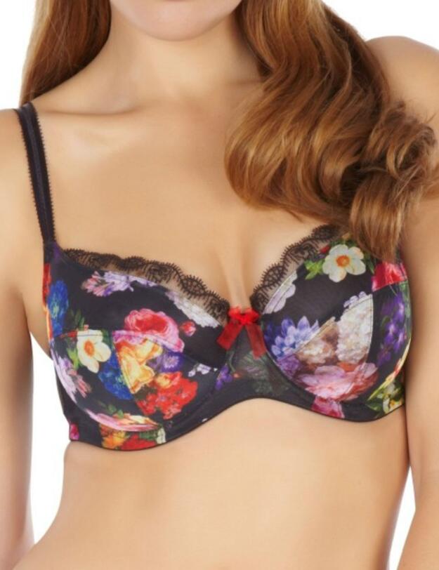 6291 Panache Fern Balcony Bra Black Floral Print - 6291 Bra