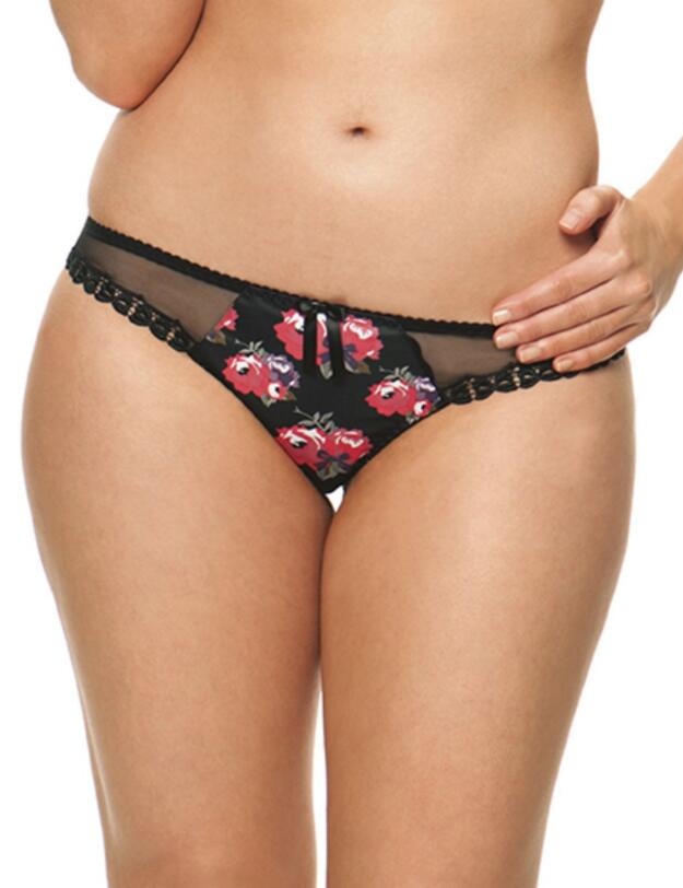 1702 Curvy Kate Rosie Thong Black Rose Print - 1702 Thong