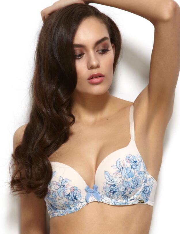 12301 Gossard China Blue Moulded Bra Floral Print  - 12301 Plunge Bra