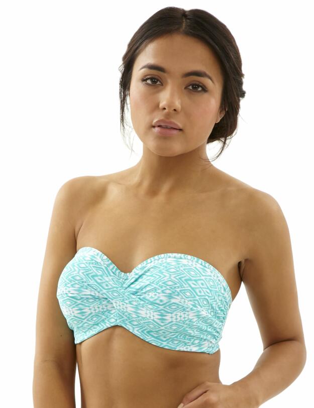 CW0263 Cleo Hattie Bandeau Bikini Top - CW0263 Aqua/White