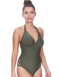 3842 Freya Glam Rock Padded Halter Swimsuit  - 3842 Olive