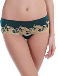 845256 Wacoal Lace Affair Tanga Brief - 845256 Forest Green/Gold