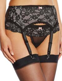 9507 Pour Moi? Love Lace Suspender Belt - 9507 Black/Pink