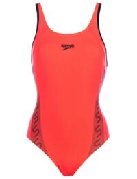 808733B091 Speedo Monogram Muscleback Swimsuit - 808733B091 Red/Black